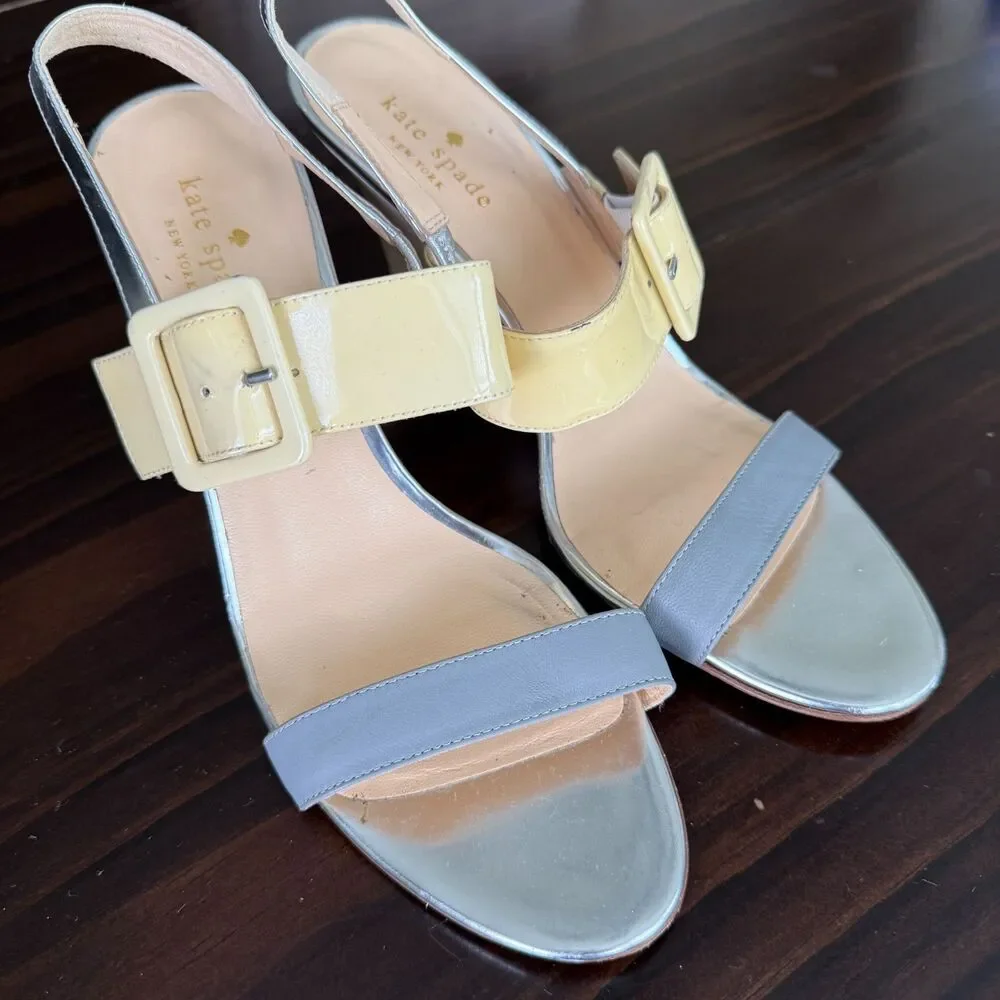 Kate Spade New York Vero Cuoio Slingback Wedge Heel Size 8.5B Made In Italy